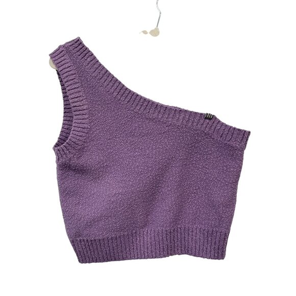Madewell Sweater Tank Top Size XL One Shoulder Textured Knit Aster Bloom Purple - Picture 3 of 8